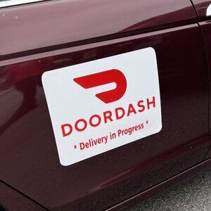 2 (TWO) Reflective DoorDash Car Magnets - Removable Decals - Delivery Door Dash